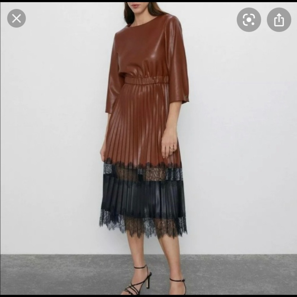 Zara faux leather contrasting dress XS NWT
